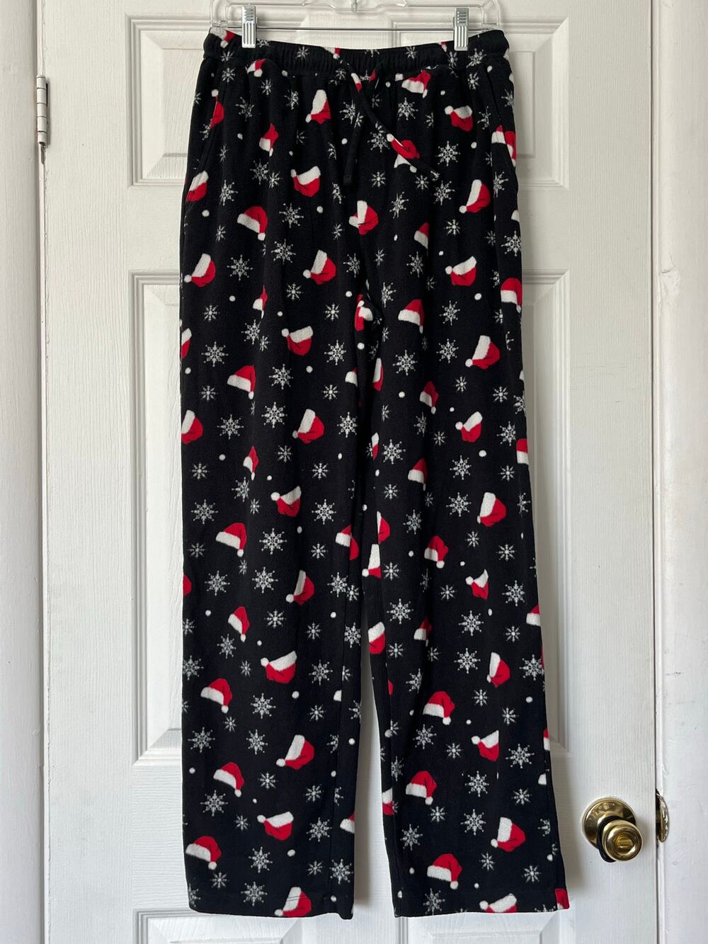 Club Room Santa Hat Print Fleece Pants - Size M